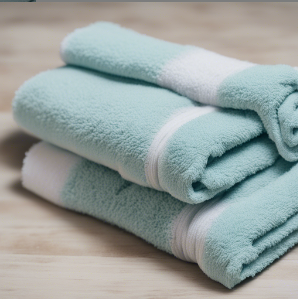 set of colourful kitchen and bath towels