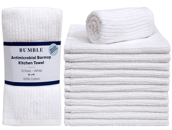 Bumble Premium Cotton Kitchen Hand Towels (20 x 28) Grey Vintage