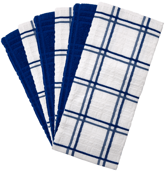 Plaid Kitchen Towels Taupe & White